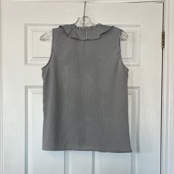 Karl Lagerfeld Black and White Striped Ruffle Blouse - Picture 4 of 4